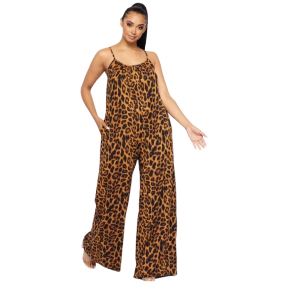 Leopard Print Palazzo Jumpsuit